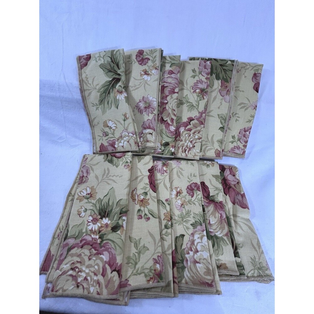 Waverly Forever Yours Peony Floral Napkins Set of 6 Cottagecore